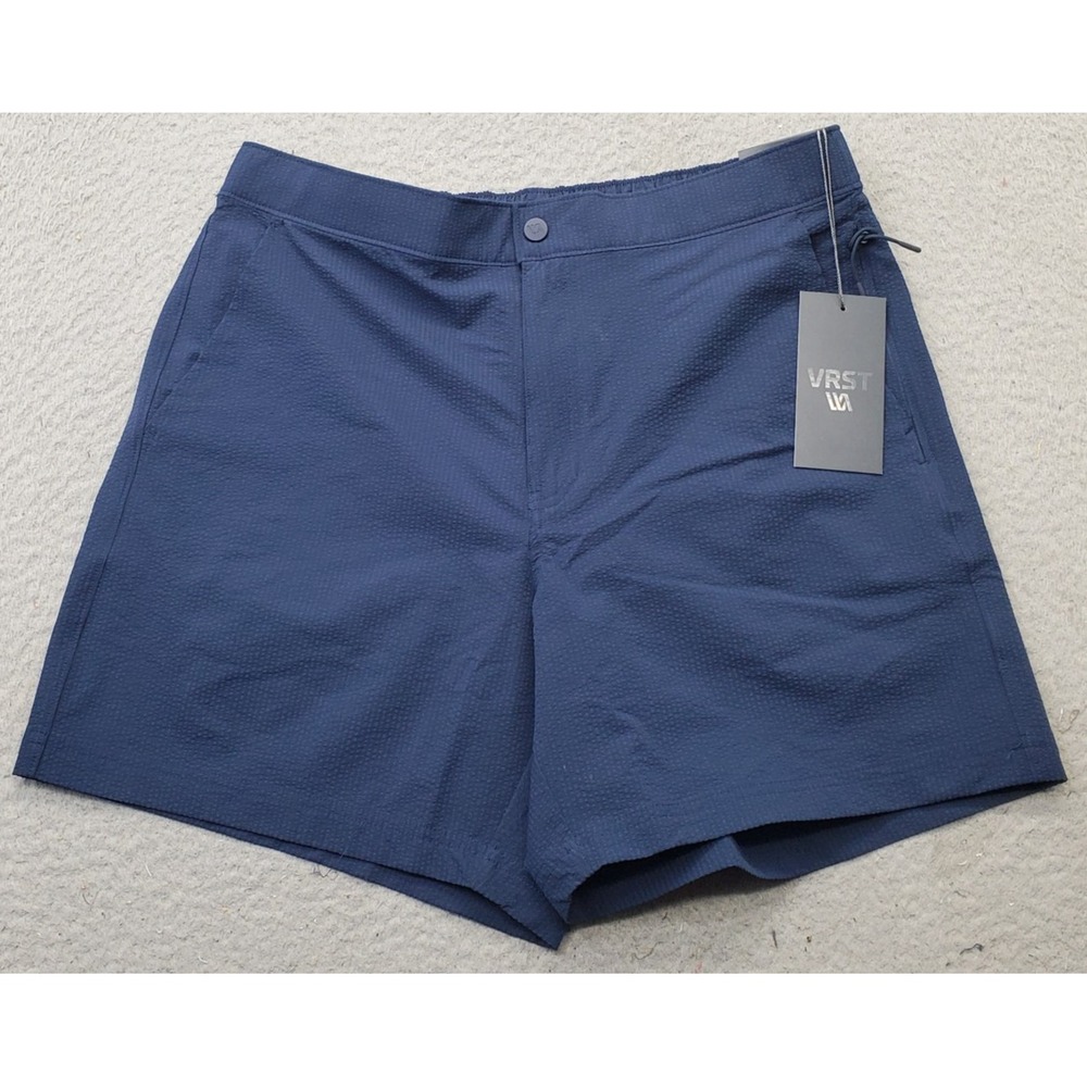 VRST Golf Shorts Mens M Blue Seersucker Athletic Fit Performance Stretch UPF 50+